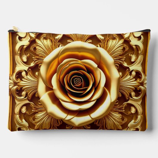 Pochette À Accessoires Bordure de Rose Antique Dorée (Recto)