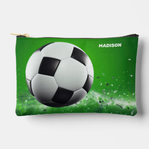 Pochette À Accessoires Boule de football de nom personnalisé