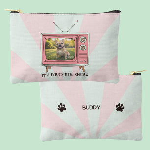 Pochette À Accessoires Bouledogue français personnalisé Rétro TV Pastel C