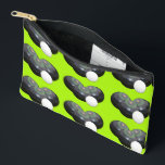 Pochette À Accessoires Boules De Pelouse Vertes Et Jack,<br><div class="desc">Sur La Photo Lime Green Sont Trois Boules De Pelouse Noires Avec Un Jack Dans Un Motif Répété.</div>