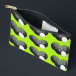 Pochette À Accessoires Boules De Pelouse Vertes Et Jack,<br><div class="desc">Sur La Photo Lime Green Sont Trois Boules De Pelouse Noires Avec Un Jack Dans Un Motif Répété.</div>