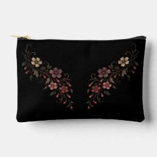 Pochette À Accessoires Bouquet de fleurs sur fond noir