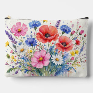 Pochette À Accessoires Bouquet de prairie fleurie aux fleurs sauvages aqu