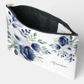 Pochette À Accessoires Bouquet floral bleu et blanc (Ouvrir)