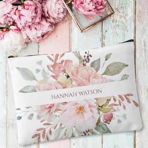 Pochette À Accessoires Bouquet floral de rose rose et de pivoine élégant 