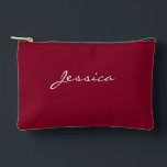 Pochette À Accessoires Bourgogne Écriture Minimaliste Moderne Cosmétique<br><div class="desc">La pochette d'accessoires de cosmétiques de voyage minimaliste moderne Burgundy Script présente un fond bordeaux uni avec un nom en élégante écriture blanche personnalisé sur le devant. Le design minimaliste offre un moyen élégant et pratique d'organiser vos essentiels, que ce soit pour les cosmétiques, le maquillage ou les petits objets...</div>