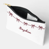 Pochette À Accessoires Bourgogne Nœud Demoiselle d'Honneur Écriture Moder (Ouvrir)