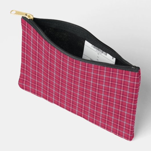 Pochette À Accessoires Brick Red and Soft Peach Plaid (Ouvrir)