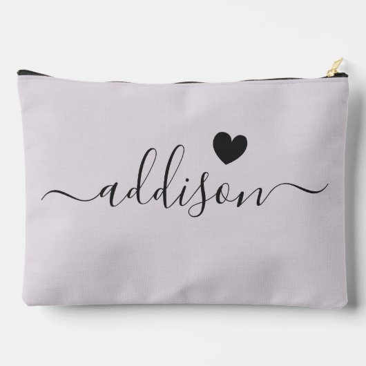 Pochette À Accessoires Bridesmaid Moderne Script Lavender Grey Heart (Verso)