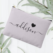 Pochette À Accessoires Bridesmaid Moderne Script Lavender Grey Heart