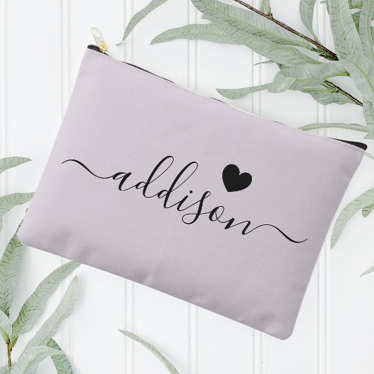 Pochette À Accessoires Bridesmaid Moderne Script Lavender Grey Heart
