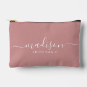 Pochette À Accessoires Bridesmaid Moderne Script Minimal Rose Dusty (Recto)