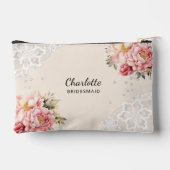 Pochette À Accessoires Bridesmaid rose floraux dentelle pêche beige (Verso)
