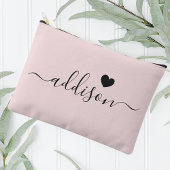 Pochette À Accessoires Bridesmaid Script moderne Blush Coeur rose