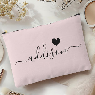 Pochette À Accessoires Bridesmaid Script moderne Blush Coeur rose
