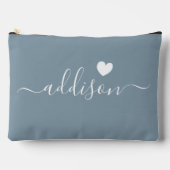 Pochette À Accessoires Bridesmaid Script moderne Dusty Blue Heart (Recto)