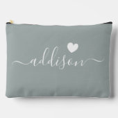 Pochette À Accessoires Bridesmaid Script moderne Sage Coeur vert (Recto)
