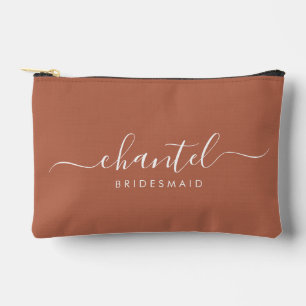 Pochette À Accessoires Bridesmaid Script Moderne - Terracotta cosmétique