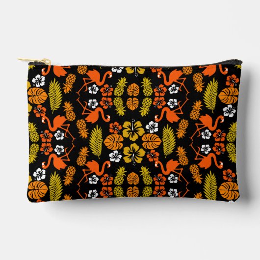 Pochette À Accessoires Bright Orange Floral Tropical Motif (Recto)