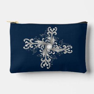 Pochette À Accessoires Broche Quatrefoil Perle Filigrane Argent