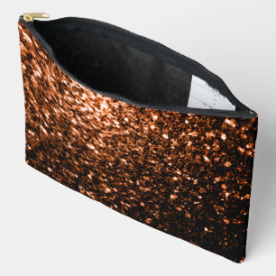 Pochette À Accessoires Bronze orange brun faux parties scintillant en cui