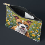 Pochette À Accessoires Brown Et Blanc Staffordshire Puppy Acrylique Art,<br><div class="desc">Dans Un Champ De Maisies Est Un Chiot De Staffordshire Brown Et Blanc Dans Un Design D'Art Acrylique.</div>