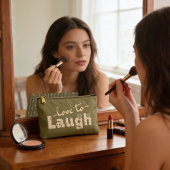 Pochette À Accessoires Brown Gold & Cream Large Text With Flowers