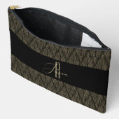 Pochette À Accessoires Brown or Laisser cuir motif & monogramme (Ouvrir)