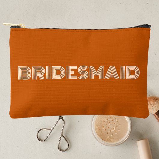 Pochette À Accessoires Brûler Orange Moderne Typographie Bridesmaid