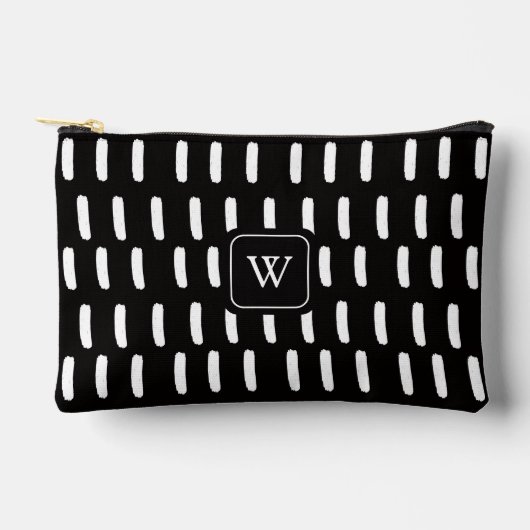 Pochette À Accessoires Brush noir minima Monogramme initial (Recto)