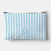 Pochette À Accessoires Cabana Rayures Bleu Poudre Monogramme Initiales (Verso)