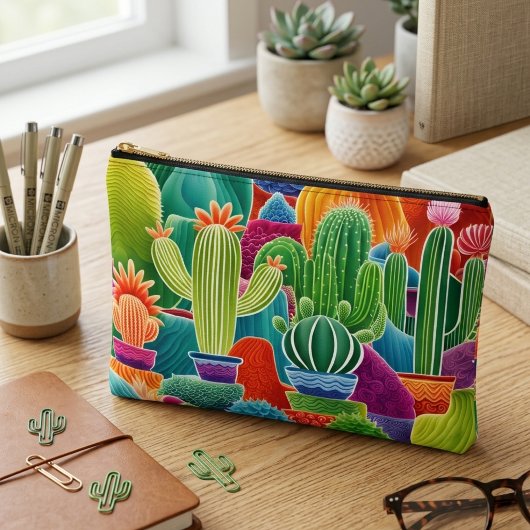 Pochette À Accessoires Cactus en pot abstrait