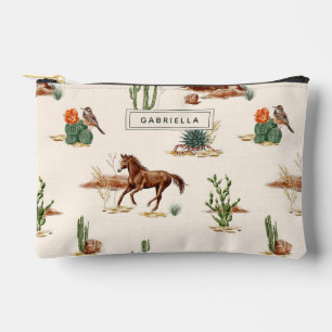 Pochette À Accessoires Cactus Occidental Désert Cheval Cowgirl Personnali