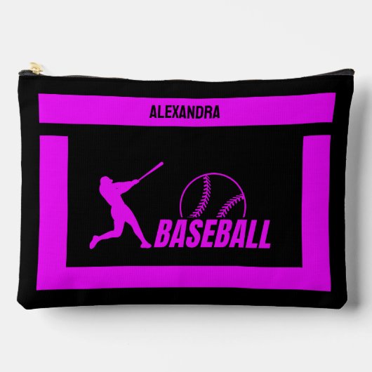 Pochette À Accessoires Cadeau d'anniversaire de baseball, Joueuse de base (Recto)