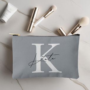 Pochette À Accessoires Cadeau de demoiselle d'honneur en monogramme gris 