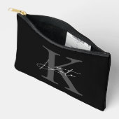 Pochette À Accessoires Cadeau de demoiselle d'honneur en monogramme noir (Ouvrir)