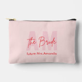 Pochette À Accessoires Cadeau de Mariée Rose Rougeur | Nom Personnalisé (Recto)