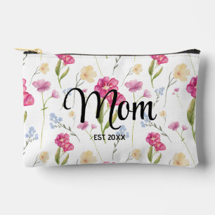 Pochette À Accessoires Cadeau de texte manuscrit Fleur sauvage pour maman