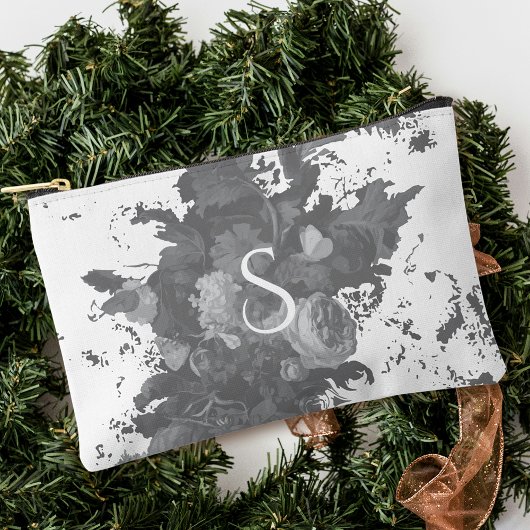 Pochette À Accessoires Cadeau floral noir et blanc