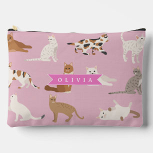 Pochette À Accessoires Cadeau personnalisé à motif de chat rose mignon po