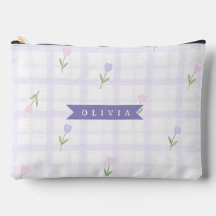 Pochette À Accessoires Cadeau personnalisé avec motif floral à carreaux l