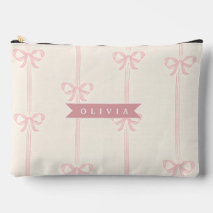 Pochette À Accessoires Cadeau Personnalisé Nœud Rose Élégant Coquette