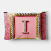 Pochette À Accessoires Cadre Doré Initiale Diamant I Monogramme Paillette (Verso)