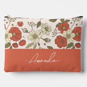 Pochette À Accessoires Calligraphie cool personnalisée motif floral rose