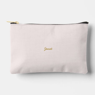 Pochette À Accessoires Calligraphie élégante de couleur or et pastel Nom