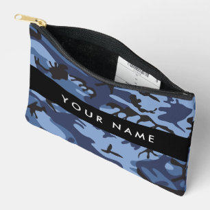 Pochette À Accessoires Camouflage bleu marine Votre nom Personnalisez