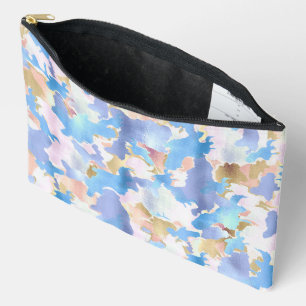 Pochette À Accessoires Camouflage Métallique Rose Bleu Or Abstrait