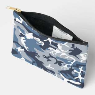 Pochette À Accessoires Camouflage neige hivernale bleue, Militaire, Armée