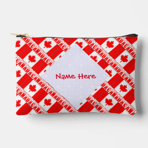 Pochette À Accessoires Canada et Drapeau Canadien Carrelé Rouge Personnal