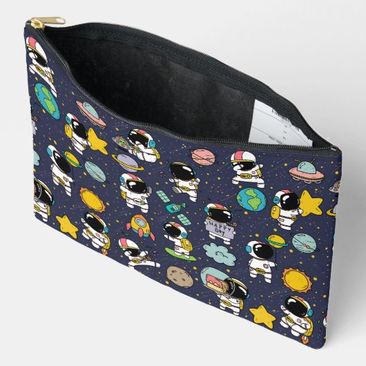 Pochette À Accessoires Caricature spatiale astronaute (Ouvrir)